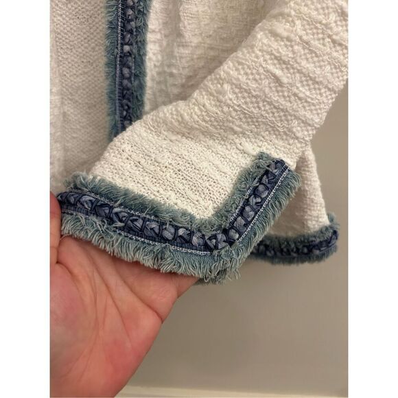 Nic+Zoe Bright Side Knit Jacket S denim fringe beachy - Picture 6 of 10